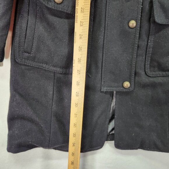 Worthington Military Style Trench Coat Womens Size Small Black Wool Blend - Picture 9 of 15